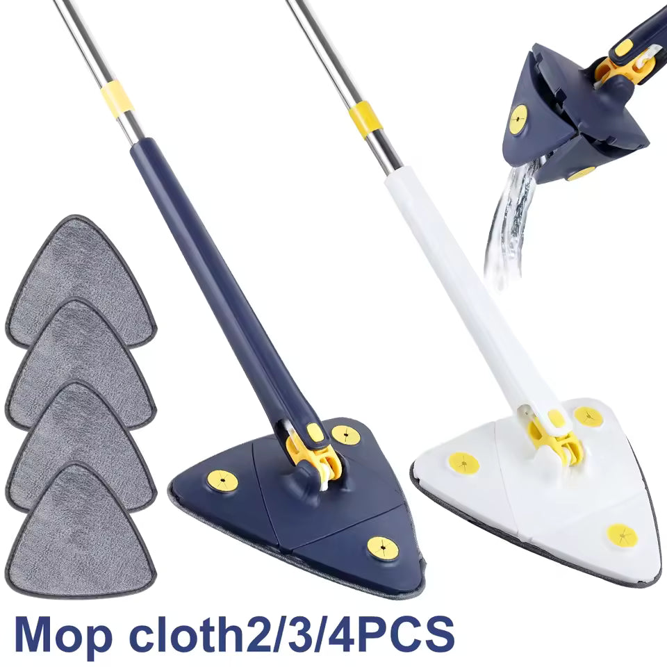 360° Rotatable Triangular Cleaning Mop | Extendable 130cm Self-Squeezing Wall & Floor Mop